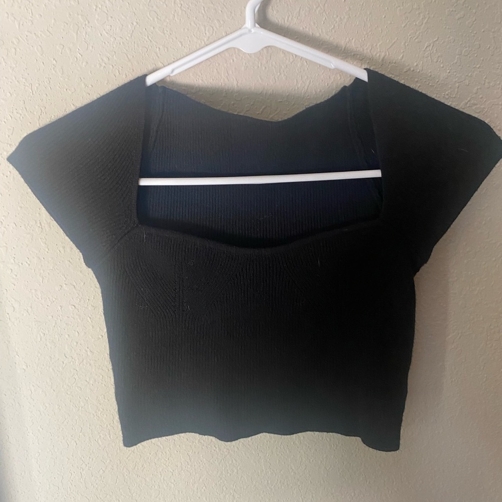 SHEIN Black Square Neck Blouse